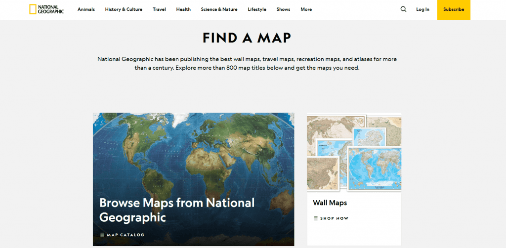 national geographic's interactive map on their website