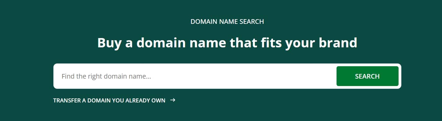 Network Solutions' domain name search tool with buy and transfer options.