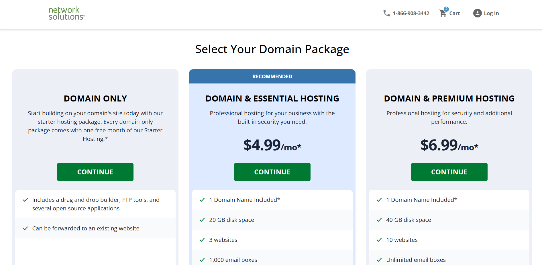 Different Network Solutions domain packages