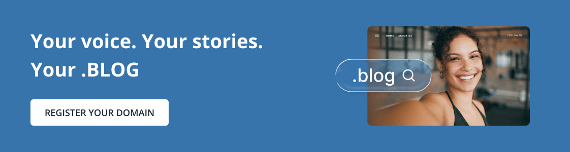 .blog domain registration CTA banner