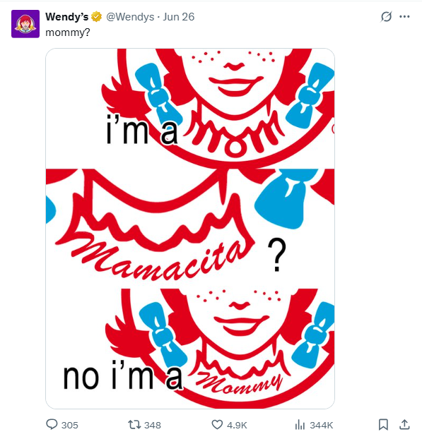 Screenshot from @Wendys on X, an example of marketing to teens