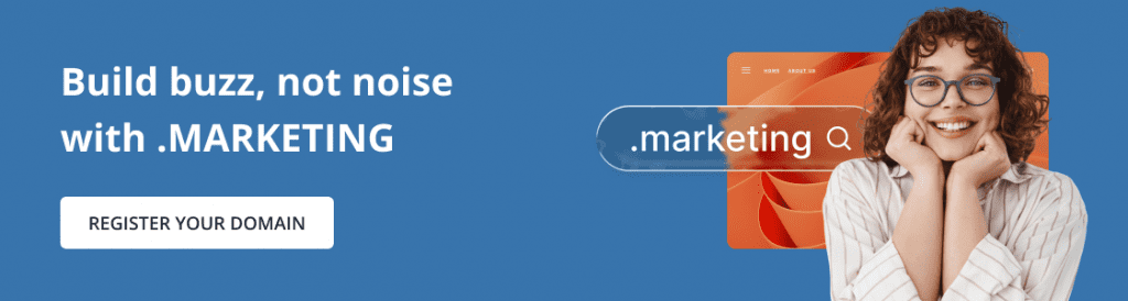 Visual CTA for .MAREKTING TLD. 