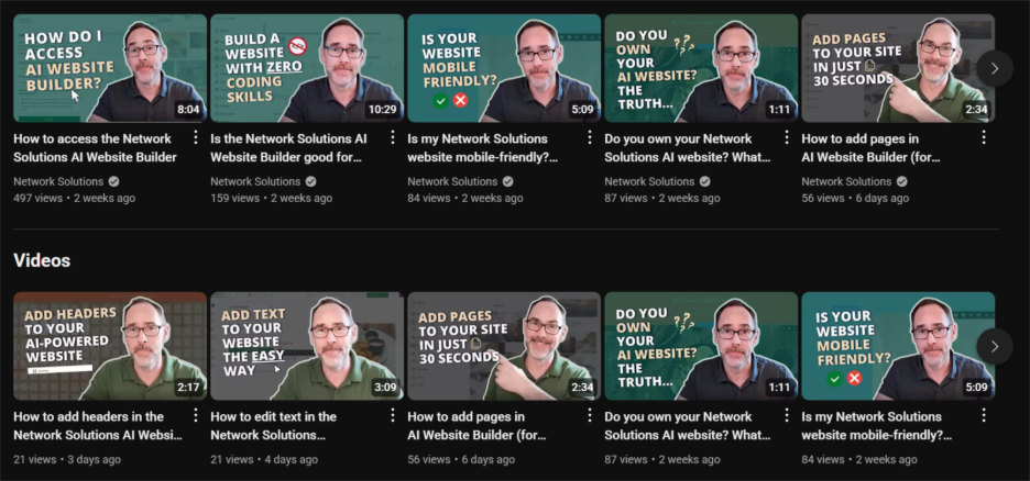 Example of YouTube channel with engaging thumbnails
