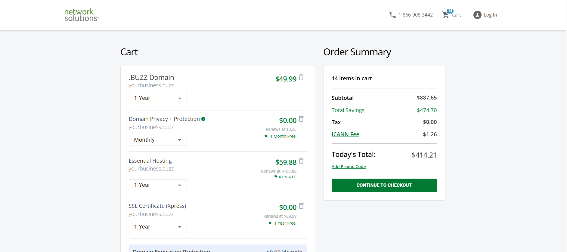 checkout page screenshot