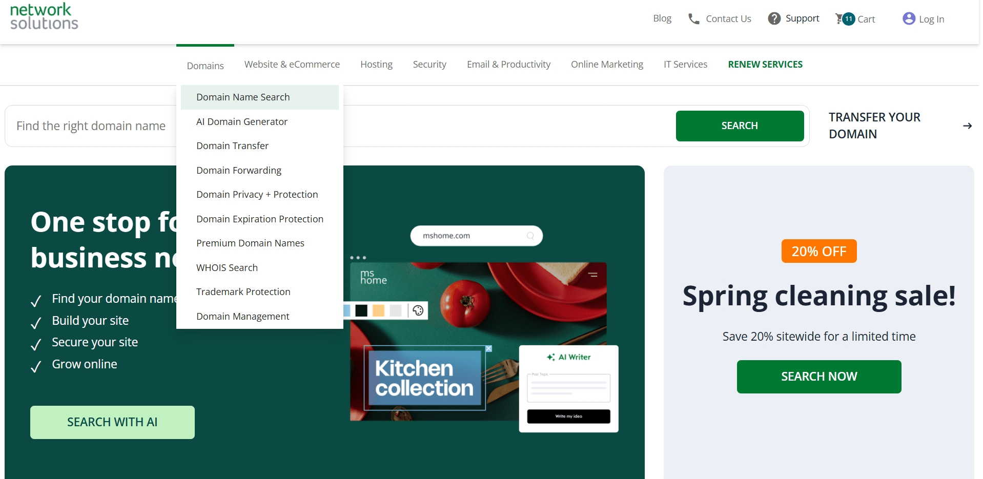 Network Solutions domain search tool screenshot
