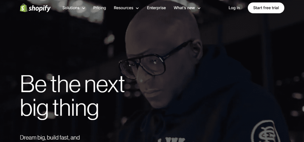 Screenshot of Shopify Homepage
