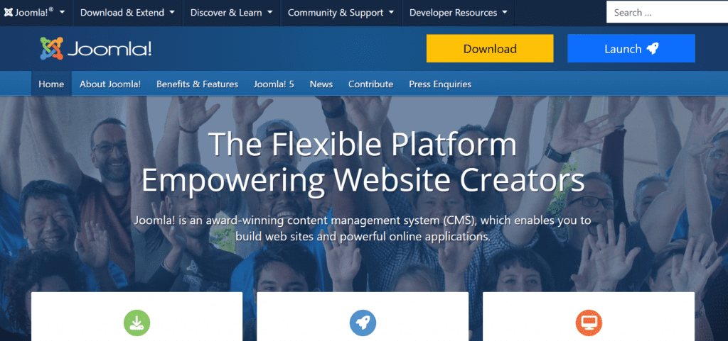 Screenshot of Joomla Homepage