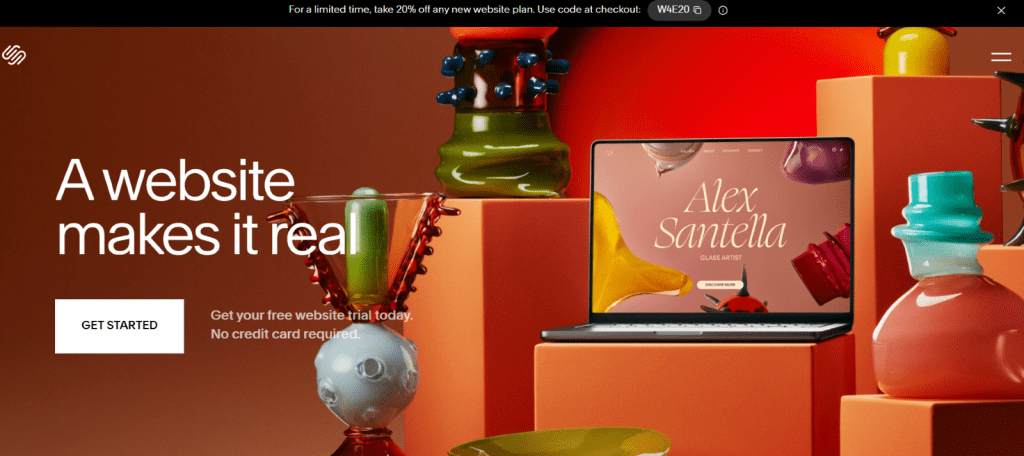Screenshot of Squarespace Homepage