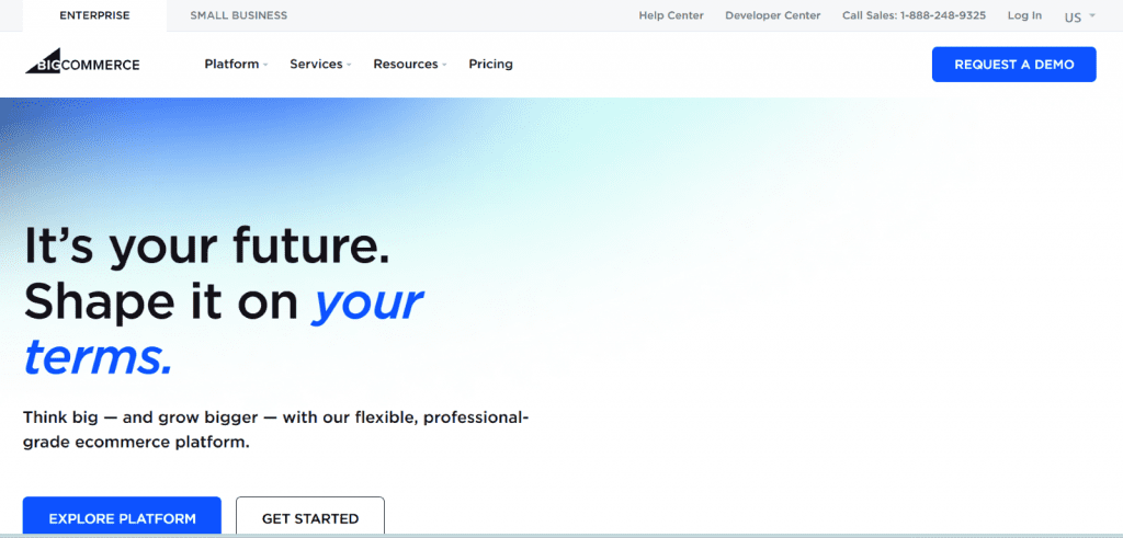 Screenshot of BigCommerce Homepage