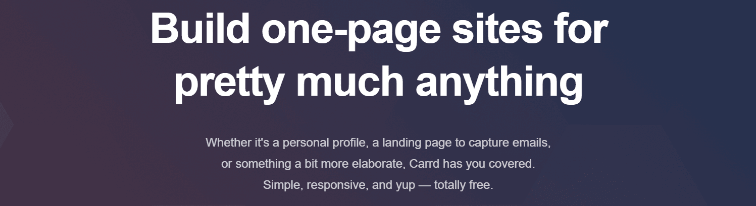 A screenshot of Carrd's website builder page.