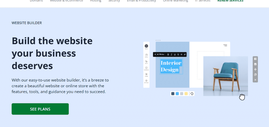 Network Solutions Website builder landing page Screenshot