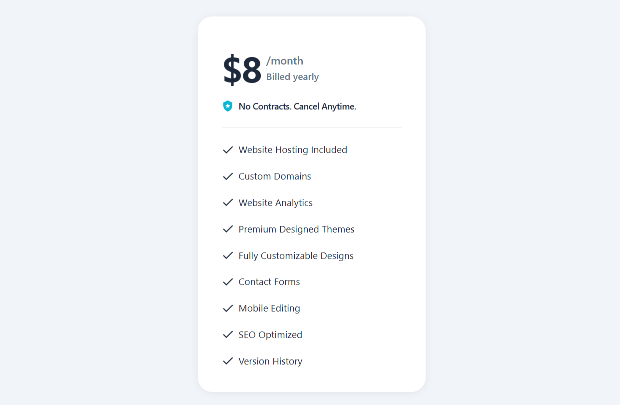A screenshot of Siimple's pricing packages.