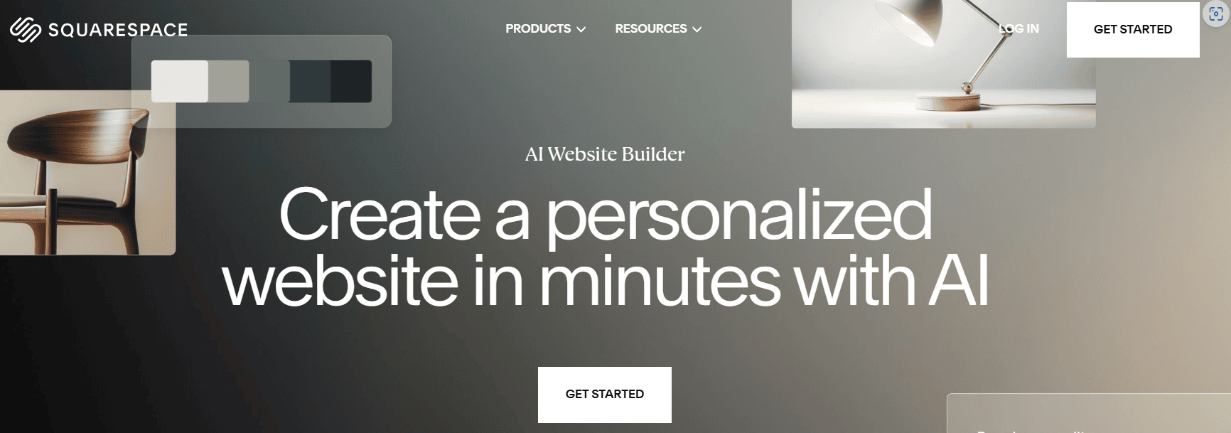 A screenshot of Squarespace's website builder page.