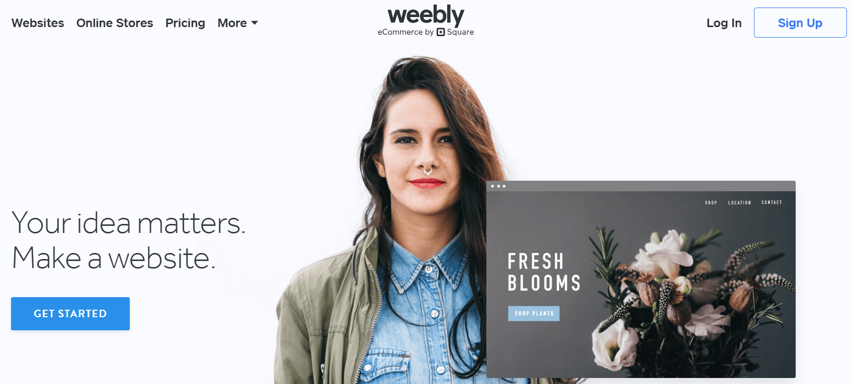 A screenshot of Weebly's website builder page.