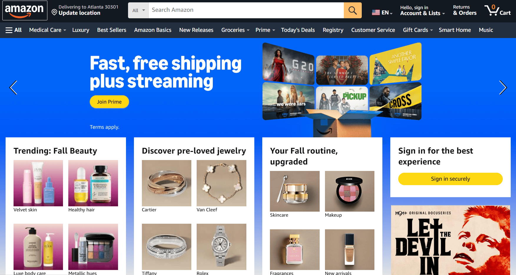 Amazon homepage.