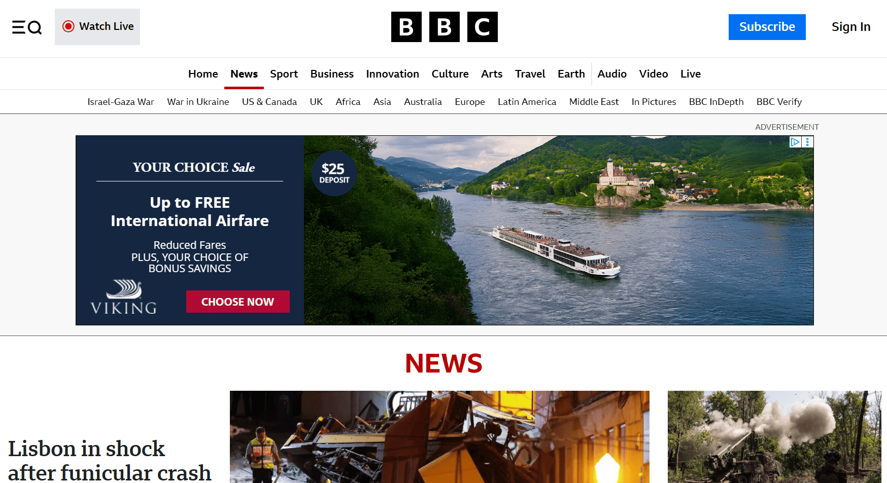 BBC homepage.