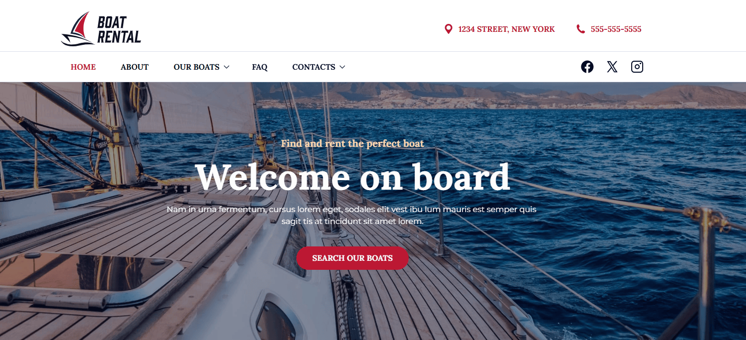 Network Solutions' boat rental template.