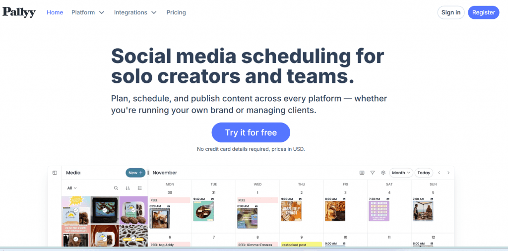 Pally homepage