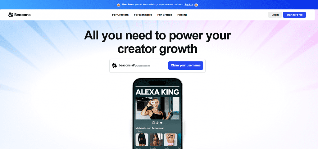 Beacons homepage 