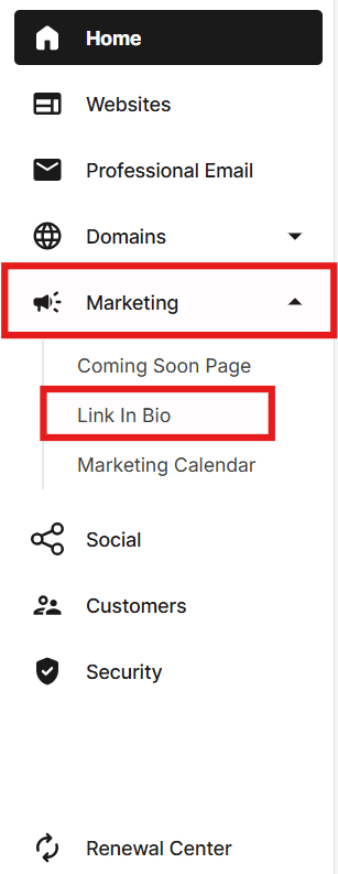 Network Solutions' marketing drop-down menu
