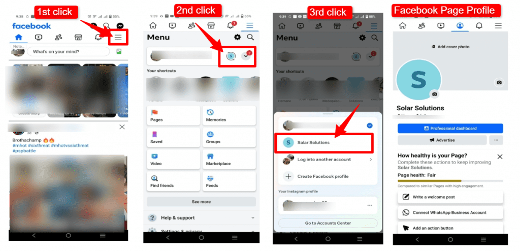 Accessing facebook page on android devices