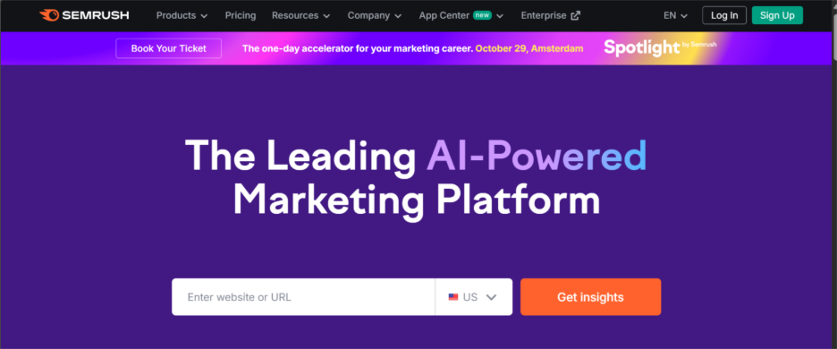 Semrush landing page