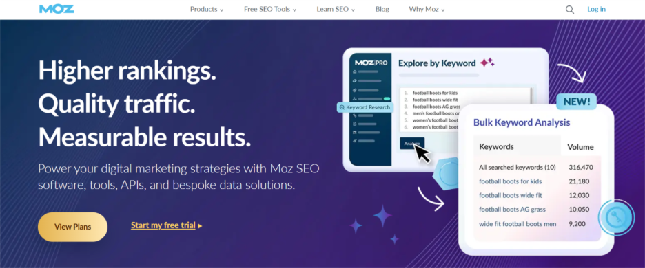 Moz landing page
