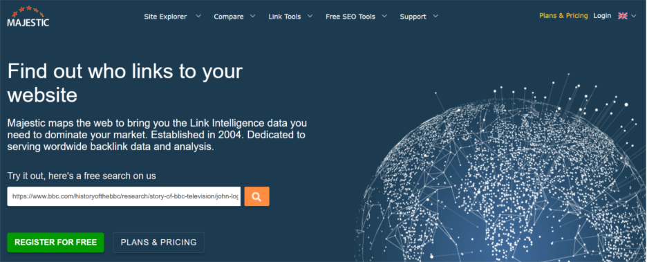 Majestic landing page