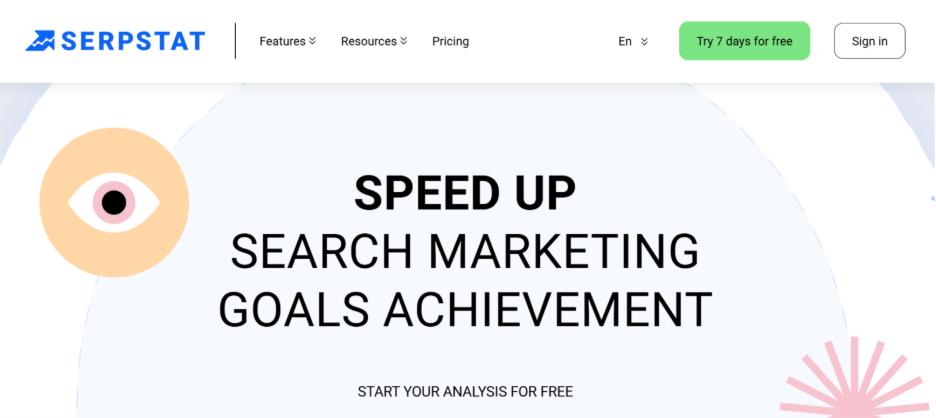 SERPSTAT landing page