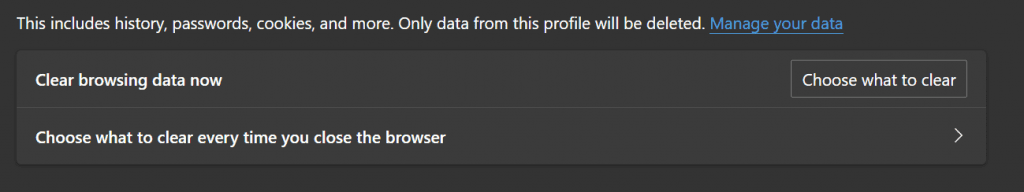 Step 5 of fixing the 401 error code on Microsoft Edge