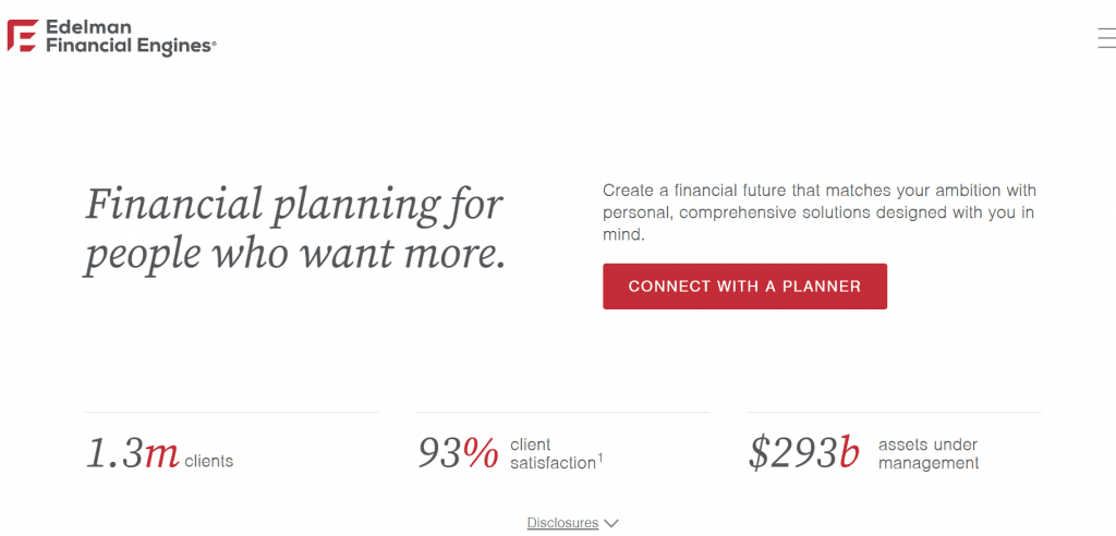 Edelman Financial Engines Homepage Screenshot