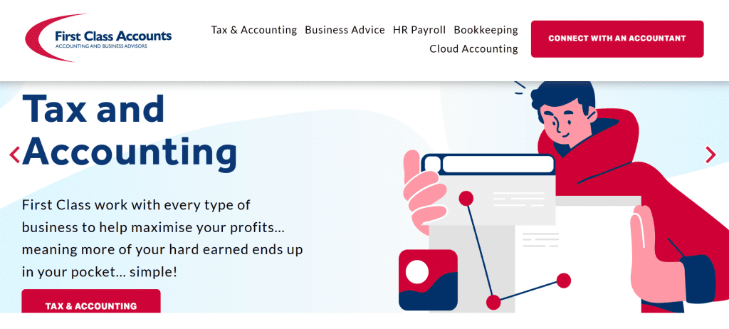 First Class Accounts Homepage Screenshot