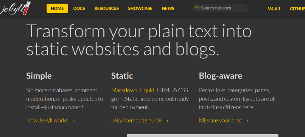 Jekyll Homepage Screenshot