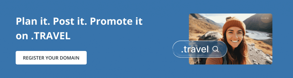 Visual CTA to Network Solutions to .TRAVEL domain.