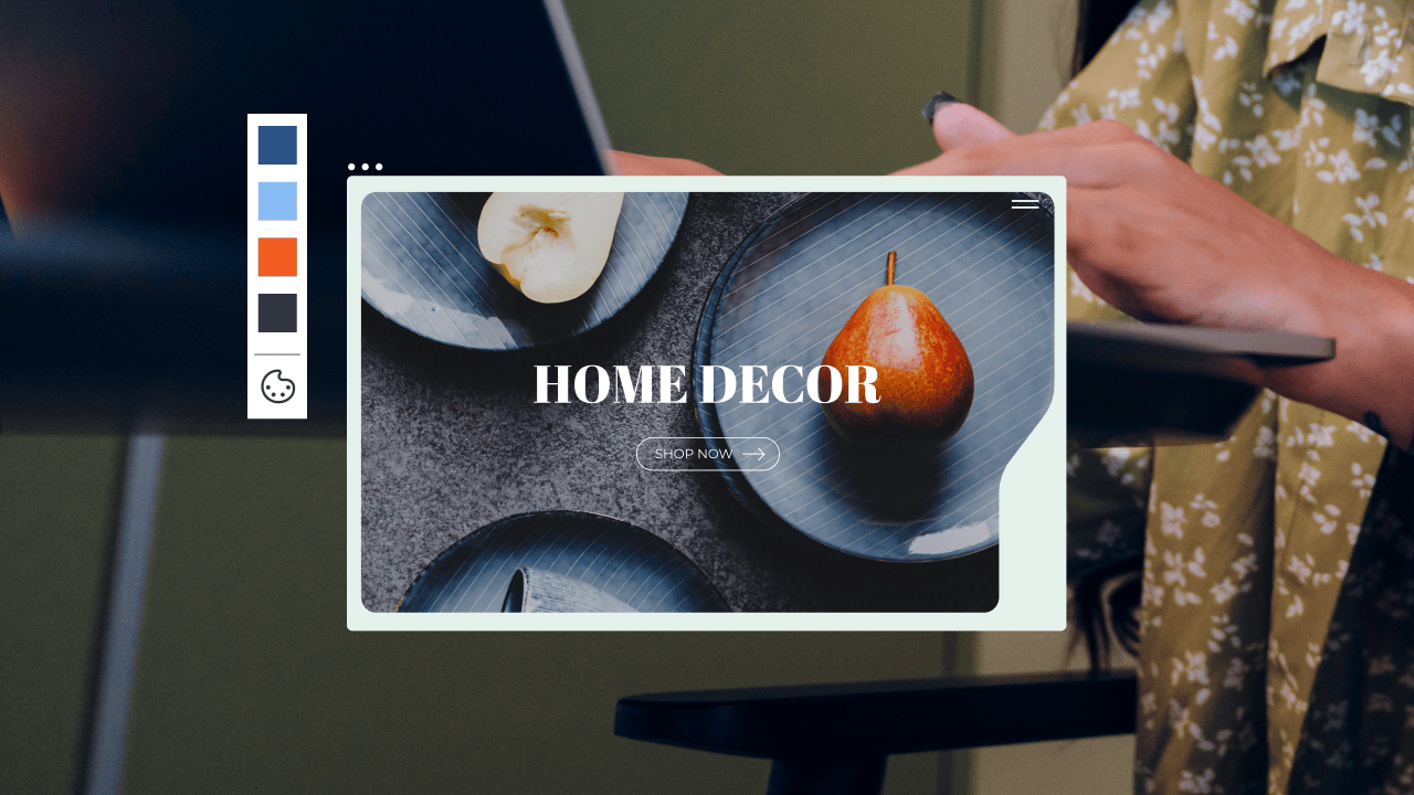 Preview of a website home page with culinary elements