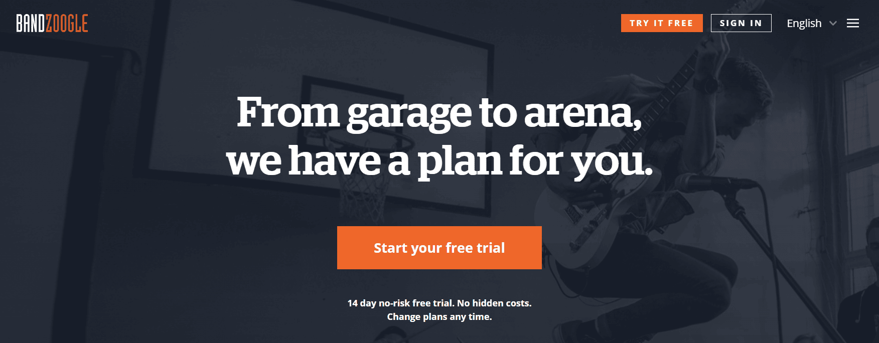 Bandzoogle Website Builder product page.