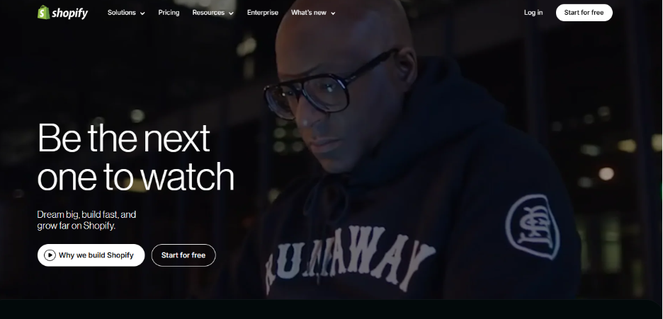 A screenshot of Shopify's homepage