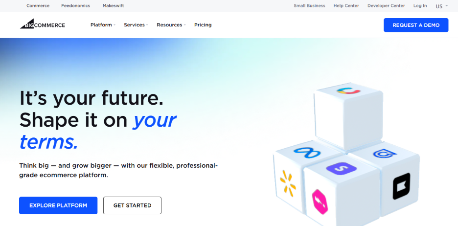 A screenshot of BigCommerce's homepage