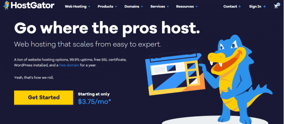 The HostGator homepage.