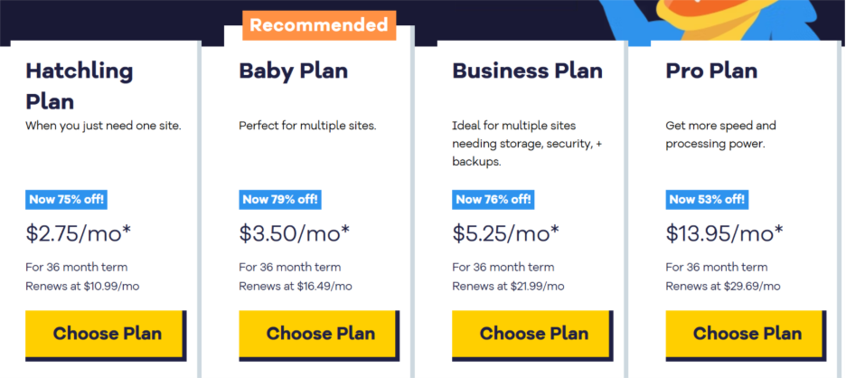 The HostGator hosting plans.