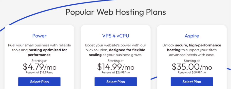 InMotion's hosting plans.