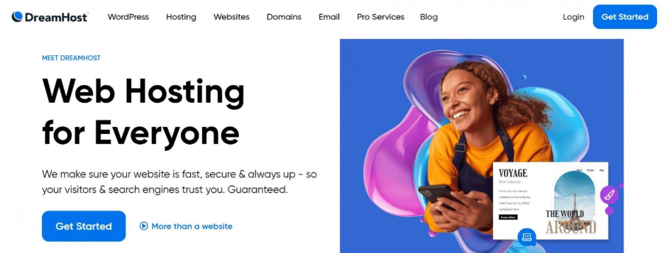 The DreamHost homepage. 