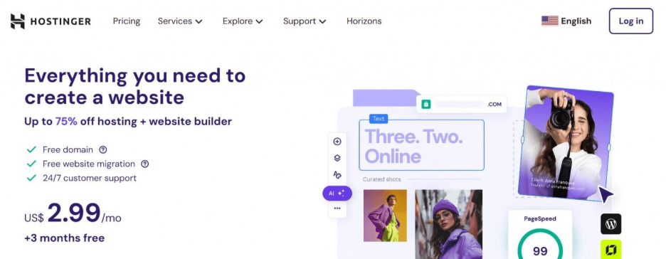 The Hostinger homepage.