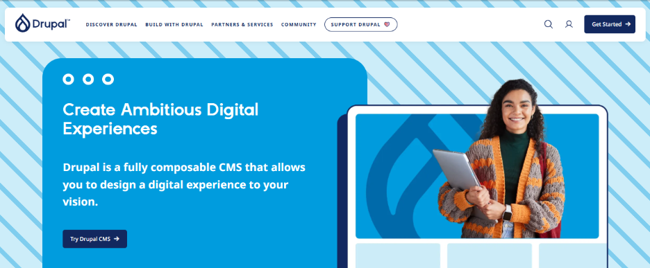 A screenshot of Drupal's homepage