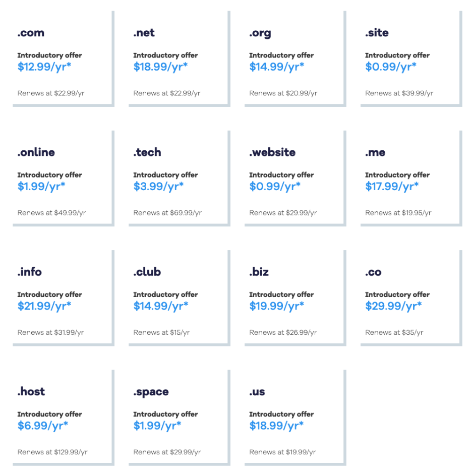 Image of top level domain prices