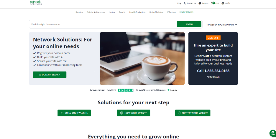 Network Solutions Homepage Screenshot