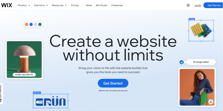 Wix homepage screenshot