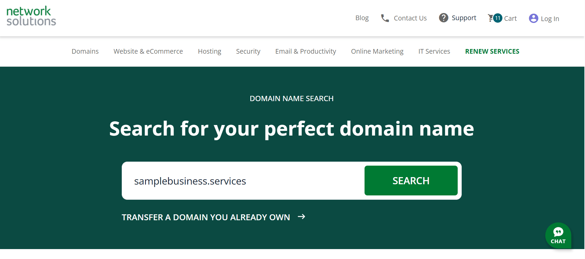 .services domain search tool screenshot