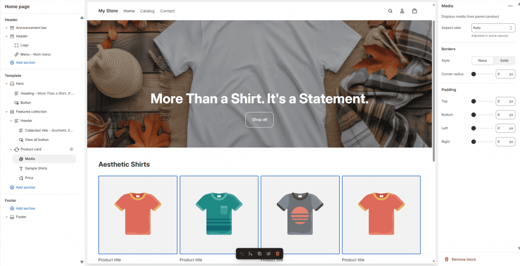 Shopify web interface