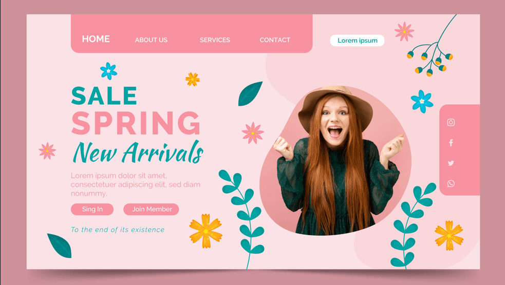 Spring-themed promo website page sample